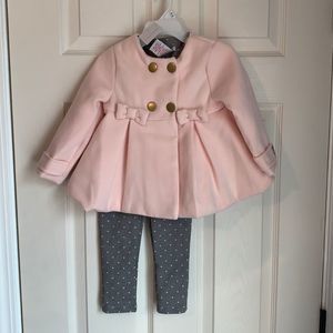NWT Tahari 18M Pink Peacoat with matching leggings